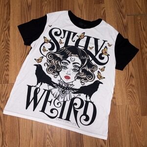 Rose And The Ravens‎ Stay Weird XL Black & White Shirt